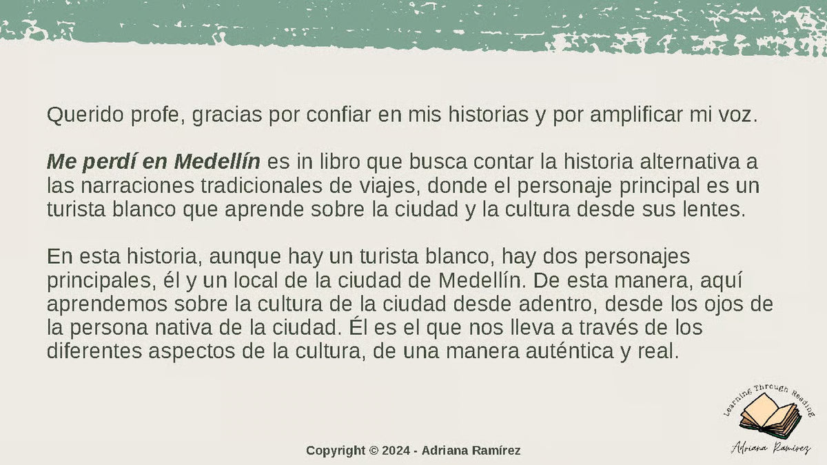 Teachers Guide Me perdí en Medellín - Guía del maestro Adriana Ramírez